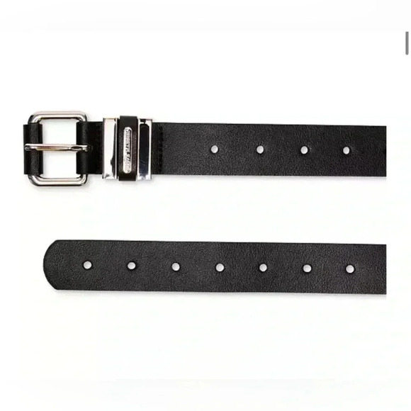 Steve Madden Multi-Loop Silver Black Faux Vegan Leather Belt Large NWT - Picture 4 of 10